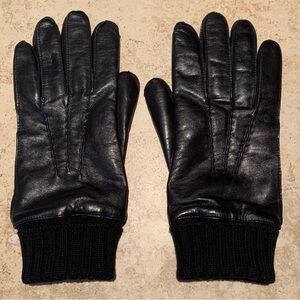 Kenneth Cole Wool Cuff Leather Gloves